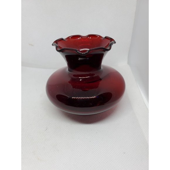 Vintage Royal Ruby Ruffle Burgundy Bud Vase Home Decor Shelf Sitter - Picture 5 of 12